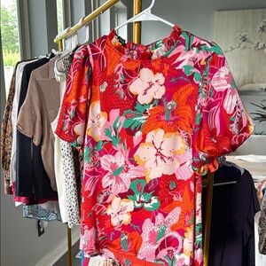 Floral Red Blouse